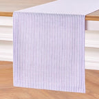 Solino Home 100% Linen Table Runner, 14 x 72 in, Lavender and White Striped - Image 3