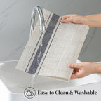Leetaltree Khaki-Blue Placemats, Heat Resistant Non-Slip Place mats for Dining Table, Washable Durable PVC Vinyl Woven Table Mats (Set of 12) - Image 3