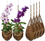 Handmade 100% Thai Bamboo Hanging Orchid Basket – 4 Inch Set of 6 by Panwa