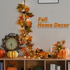 Artgar Fall Maple Leaf Garland, 9 Ft Fall Decor Garland with 30 Warm Lights - Image 4