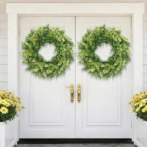 28 Inch Large Eucalyptus Wreaths for Front Door Artificial Green Leaves Greenery Indoor Outdoor Wreath Home Decor Porch Window Wall Farmhouse Door Decorations Spring Summer Fall All Seasons - Image 2