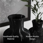 Creative Scents Black Marble Look 3pc Vase Set – Boho Vases for Decor, Modern Vases for Holding Pampas Grass, Dried/Fresh Flowers, Vases for Living Room - Kitchen, Bedroom, Office, Shelf Decor - Image 2