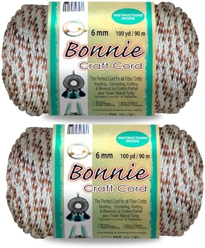 Pepperell Bonnie Braid Macrame Cord | 6mm x 100yd | Indian Cord (2-Pack) | Twisted Polypropylene Cord for DIY Crafts, Plant Hangers, Wall Hangings, Crochet & Macramé | Long-Lasting, Vibrant Color by PepperellCrafts