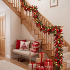 Thiccywoov 6ft LED Prelit Christmas Garland with Lights, Burgundy - Image 6