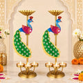 LemonRoad 2pcs Diwali Peacock Tealight Candle Holder, Brass Diya Lamp by Unknown