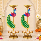 LemonRoad 2pcs Diwali Peacock Tealight Candle Holder, Brass Diya Lamp by Unknown