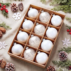 Seenelling 12 Pcs Christmas Glass Ball Ornaments 3.15 Inch, White by QianRuu
