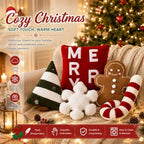 Geelin 5 Pcs Christmas Throw Pillows Gingerbread Xmas Tree Snowflake Candy - Image 2