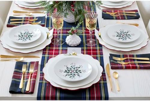 Solino Home 100% Pure Linen Table Runner Black, Stewart Plaid 14 x 108 in - Image 3