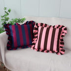 vctops Ruffle Square Throw Pillow Covers Boho Pink and Red Striped Decorative Pillowcases Set of 2, Soft Velvet Accent Cushion Cover Cases for Sofa Bed Living Room Decor (Blue Purple,18"x18") - Image 5