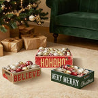 3 Pcs Vintage Wooden Box with Words Hohoho Merry Christmas Believe - Image 2