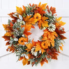 24 Inch Large Fall Pumpkin Wreath for Front Door by Wanfifi