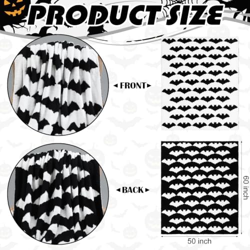 Buryeah Halloween Bat Throw Blanket 50 x 60 Inch Double Sided Knitted Blanket Reversible Couch Throw Soft Lightweight for Sofa Bed Spooky Home Decoration - Image 4