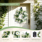Solar Spring Wreath for Front Door 18inch 30LED Pre-lit Wreath Spring Summer Decor White Daisy Artificial Wreaths for Outside Home Decor for All Season Festival Farmhouse Decor - Image 2
