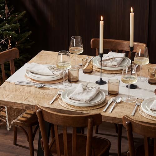 KINGSTONE 14 x 120 Inches Frayed Edge Table Runner, 270G Heavyweight Sand Washed Slub Texture Cotton Linen for Modern Farmhouse, Rustic Home Decorations Dining Room Wedding Boho Decor, Natural - Image 5