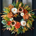24 Inch Harvest Fall Wreaths for Front Door Outside with Sunflowers,Peony by CHVista