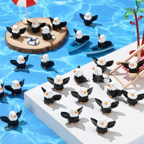 Geelin 100 Pcs Mini Resin Bald Eagle Figurines, Patriotic Bird Decorations - Image 5