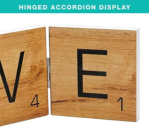 EXCELLO GLOBAL PRODUCTS Scrabble Letter Hinged Accordion Sign, Four Styles Available, Durable Wood Construction - Image 2