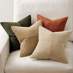 MIULEE Rust-Olive Green Decorative Throw Pillow Covers 18x18 Inch Set of 4 Boho Color-Clash Cushion Cases Farmhouse Pillow Cases Corduroy Striped Home Decor for Couch Sofa Living Room Bed - Image 5