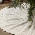 NIBESSER Ivory Knit Christmas Tree Skirt 48" for Christmas Decorations - Yarn Thick Rustic Cable Knit White Tree Skirt Mat for Home Party Holiday Ornaments by NIBESSER
