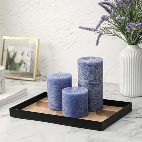 3x6 Inch Blue Pillar Candles Set of 3 - Hand-Poured Unscented Candles, Long Clean Burning, Large Big Candle, Smokeless Dripless Candle for Dinner Table, Wedding, Home, Bathroom, Rustic Decor - Image 6