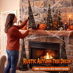 Jenaai 3 Lighted Halloween Rattan Trees 24" 16" 12", Cone Trees Decor - Image 3