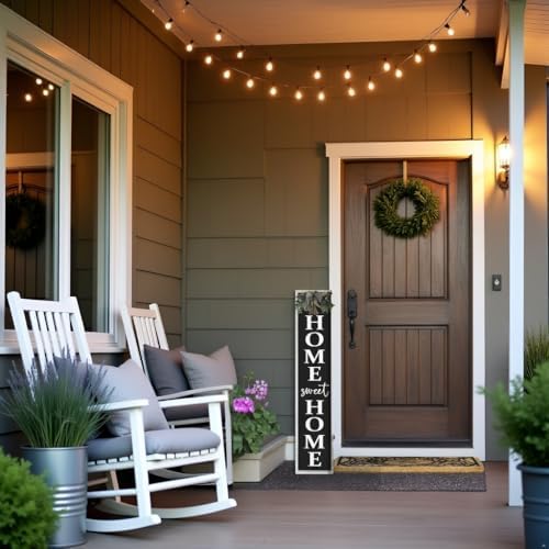 Welcome Sign for Front Porch, 45"×9" Home Sweet Home Sign Strength Durability, Outdoor Welcome Sign Wooden Frame Weight Light for Farmhouse Wall Hanging Decoration (White) - Image 6
