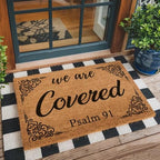 Funny The Entrance Way Outside Personalized Rug with Heavy-Duty Non Slip Outdoor Coconut Coir Doormat Pets Lover Gift 23.6 x 15.7 inch (We are Covered Psalm 91 Religious) - Image 3