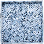 PEMAR Mother of Pearl Square Tray 12x12, Smoky Blue Herringbone Tray - Image 2