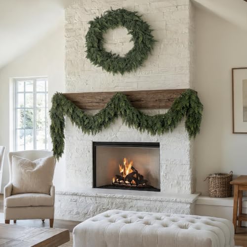 2PCS 9FT Christmas Cedar Garland, Real Touch Soft Greenery Xmas Decorations - Image 2
