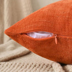 Set of 4 Soft Textured Decorative Throw Pillow Covers 24x24 Inch Cozy Farmhouse Cushion Cover Square Accent Pillow Cases for Bed Couch Sofa Living Room, Burnt Orange - Image 3