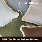 Amor Virisso Fringe Throw Pillow Covers 20x20 Set of 2 Boho Neutral Farmhouse Decorative Pillow Covers with Tassels for Couch Sofa Bed, Cream White - Image 4