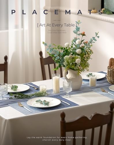 Leetaltree Gradient Blue Woven Placemats Set of 12 - Heat Resistant Non-Slip Place mats for Dining Table, Washable Durable PVC Vinyl Woven Table Mats(Gradient Blue, 12) - Image 2