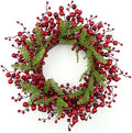 J'FLORU Artificial Christmas Wreath 20 Inch Chirstmas Wreaths for Front Door Red Berry Wreath with Pine Needles for Porch Fireplace Xmas Winter Holidays by JFLORU