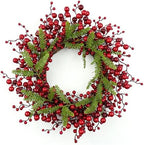 J'FLORU Artificial Christmas Wreath 20 Inch Chirstmas Wreaths for Front Door Red Berry Wreath with Pine Needles for Porch Fireplace Xmas Winter Holidays by JFLORU