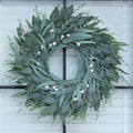 26" Large Artificial Eucalyptus Wreath with Seeds for Front Door(Green) by YXZZWL