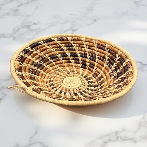 Handwoven African Basket Bowl for Fruits Wall Decor 12in diameter - Image 5