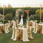 MDS Pack of 25 | Champagne Gold | 10ft Chiffon Table Runner 29x120 Inches Long Romantic Rustic Sheer Gauze Runner for Wedding Bridal Shower Birthday Banquets Engagement Spring Easter Boho Decorations - Image 2
