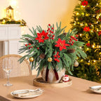 30PCS Christmas Real Touch Norfolk Pine Stems with Pinecones Berry Stems - Image 2
