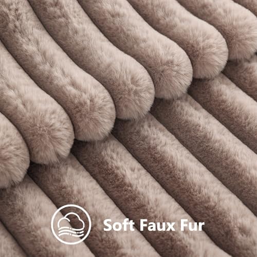 decorUhome Fall Faux Fur Throw Pillow Covers 26x26 Set of 2 Light Coffee - Image 3