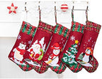 LUBOT 5 Pack Christmas Stockings(21inch) Embroidered Linen Applique Burlap Fireplace Hanging Christmas Stocking Ornament for Family Decorations Holiday Xmas Gift - Image 3