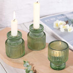 DARJEN 6 Pcs Green Candlestick Holders - Glass Taper Candle Holders Tealight Votive Candle Holders for Table Centerpieces, Wedding, Dinner Party, Home, Gifts (Pack of 2) - Image 6