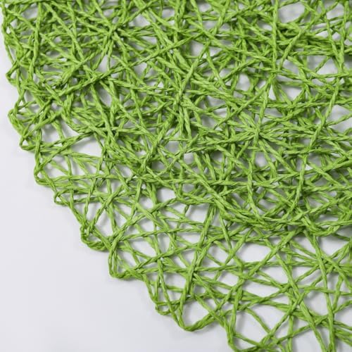 IcosaMro Round Woven Placemats Set of 12 for Dining Table, 15 Inches Paper Boho Decorative Circle Place Mats for Wedding Christmas Thanksgiving Day Holiday Dinner (Green) - Image 6