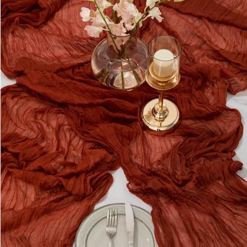 16 Pack Terracotta Cheesecloth Table Runner 35x120 Inch Boho Gauze Cheese Cloth Table Runner 10FT Long Rustic Sheer Table Runners for Wedding Bridal Shower Birthday Party Table Decor - Image 7