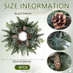 8 PCS Christmas Candle Rings Wreaths Norfolk Snowy Pine Needles Garland Pinecones Wreaths Artificial Cedar Candle Rings Holder for Christmas Wedding Home Table Centerpiece Door Window Chair Wall - Image 4
