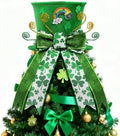 nuvagiki St. Patrick's Day Tree Topper Hat, Green Velvet Top Hat Tree Topper with Shamrock Ribbon Bow, St. Patrick's Tree Tooper Ornaments Decorations for Home Indoor, St. Patrick's Day Gifts by nuvagiki