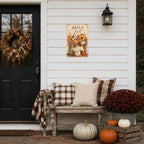 Decorative Tin Sign Vintage Metal Tin Sign Hello Fall Sunflowers Pumpkins Mason Jars Autumn Welcome Wall Decor for Farmhouse Kitchen Entryway 12×16 Inches with Metal Frame - Image 3