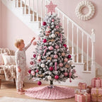 Civaner 48in Pink Tree Christmas Tree Skirt Faux Fur - Image 6