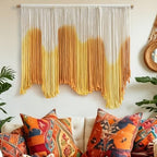 IOWER Macrame Wall Hanging Yellow Dip Dye Boho Fiber Wall Decor 27" x 26.8" by IOWER