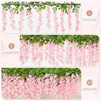 U'Artlines 10Pcs 7.2 Ft/Piece Artificial Wisteria Garland Light Pink - Image 4